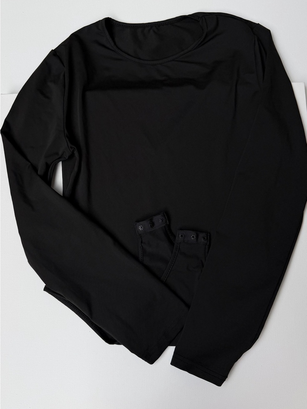 SHEIN Black Long Sleeve Bodysuit with Snap Closure